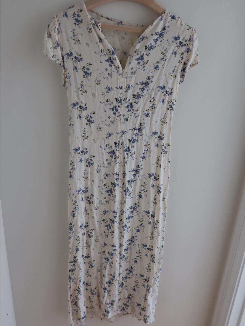 Reformation Cream Maxi Dress with Blue Floral Print - Picture 3 of 4